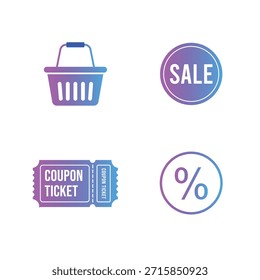 Gradient E-Commerce Icon Set Modern Flat Style for Digital Market and Online Store