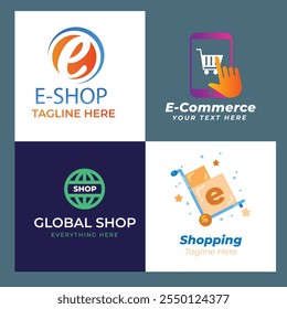 Gradient e-commerce logos pack Shopping store logo design vector Online Shop Logo designs Template, set of Vector illustration,