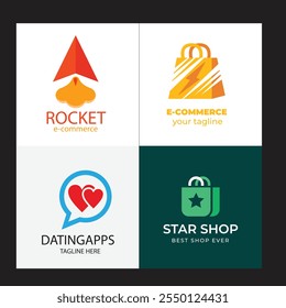 Farbverlauf E-Commerce-Logos Paket Shopping Shop Logo Design Vektor Online Shop Logo Designs Vorlage, Satz von Vektorgrafik,