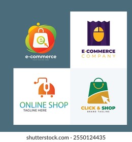 Gradient e-commerce logos pack Shopping store logo design vector Online Shop Logo designs Template, set of Vector illustration,