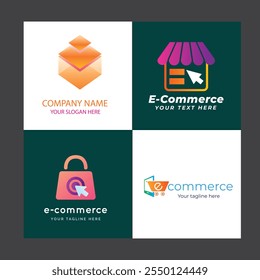 Gradient e-commerce logos pack Shopping store logo design vector Online Shop Logo designs Template, set of Vector illustration,