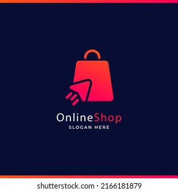 Gradient E-commerce Online Shop Logo Click Bag Vector