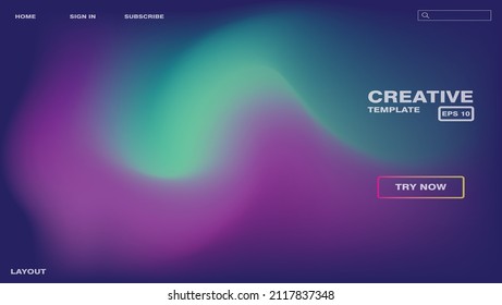 Gradient effect abstract blur swirl website background wallpaper design with purple and green colors vector eps 10