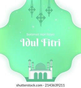 Gradient Eid Al Fitr ( Hari Raya Idul Fitri ) with flat style. Suitable for poster, banner, etc
