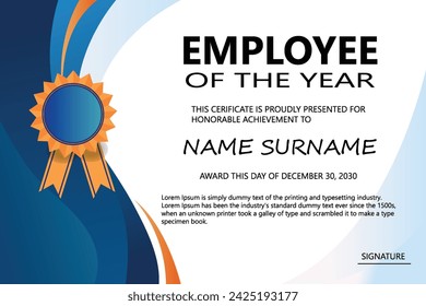 Gradient elegant certificate template of employee of the year