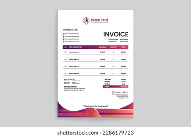 gradient elegant corporate invoice design