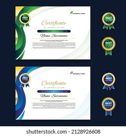 Gradient Elegant Curve Green and Blue Certificate Design Template