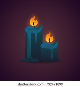 Gradient element candle for Halloween. Magic design