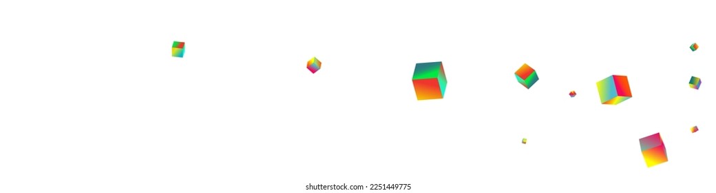 Gradient Element Vector White Panoramic Background. Holographic Perspective Brick Presentation. Graphic Rhombus Paper. Iridescent Cube Structure Cover.