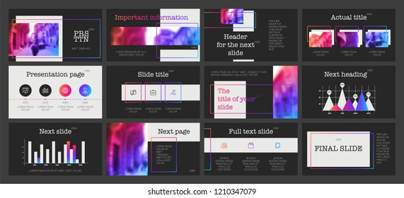 Gradient elements on a black background. This template is the best as a business presentation, used in marketing and advertising, the annual report, flyer and banner