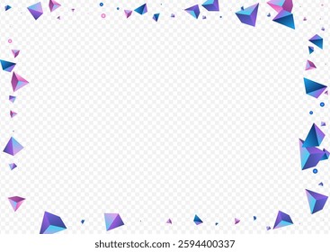 Gradient Elements Vector Transparent Background. Digital Modern Tetrahedron Decoration. Cosmic Scattered Jewel Template. Magical Shards Minimalist Flyer.