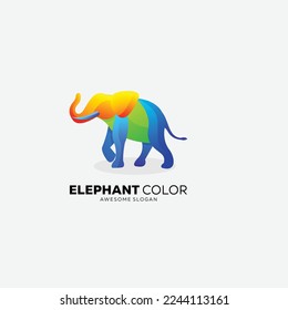 gradient elephant colorful logo design illustration