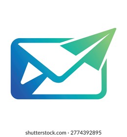Gradient Email and Paper Plane Logo Icon