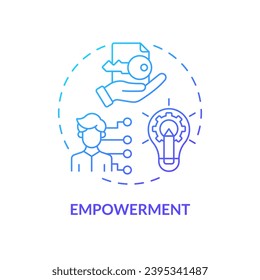 Gradient empowerment concept thin line icon, isolated vector representing data democratization.