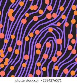 Gradient Endless Summer Decorative Ornament Texture. Purple Repetitive Nature Beautiful Dots, Seamless Backdrop. Dark Continuous Decoration Organic Organic Print. 