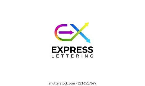 Diseño de logotipo de letras degradadas EX Ilustración
