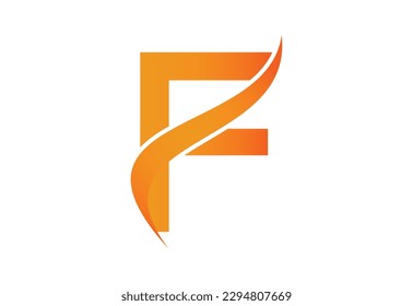 Gradient F letter logo design with swoosh, Vector illustration