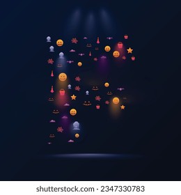 Gradient f letter logo design template with halloween elements