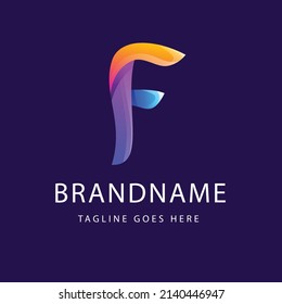 gradient f letter logo template
