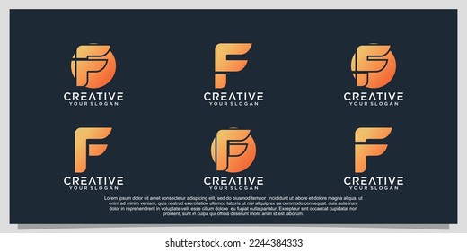 Gradient F Logo Design Collection einzigartiges Konzept Premium Vector