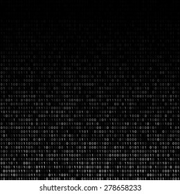 Gradient Fall Off Binary Code Screen Listing Table Cypher, Black, Vector Background