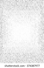 Gradient Fall Off Binary Code Screen Listing Table Cypher, White, Vector Background