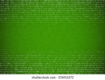 Gradient fall off binary code screen listing table cypher, green, vector background
