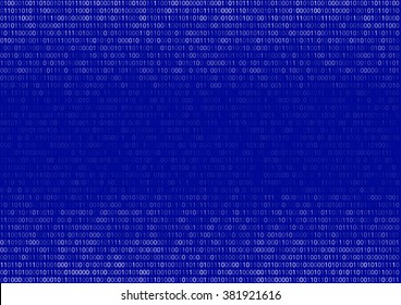 Gradient fall off binary code screen listing table cypher, blue, vector background