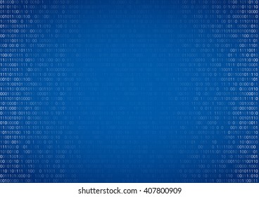 Gradient fall off binary code screen listing table cypher, blue, vector background