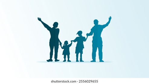 gradient family silhouette vector background