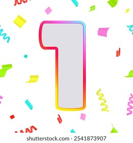 Diseños de números de aniversario festivos degradados con Vector de confeti
