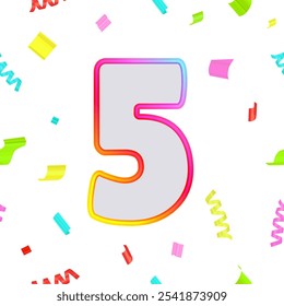Gradient festive anniversary numbers designs with confetti vector