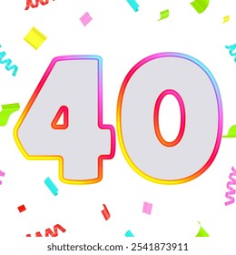 Gradient festive anniversary numbers designs with confetti vector