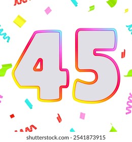 Diseños de números de aniversario festivos degradados con Vector de confeti