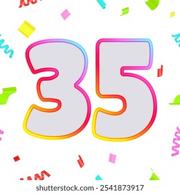 Gradient festive anniversary numbers designs with confetti vector