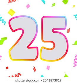 Gradient festive anniversary numbers designs with confetti vector