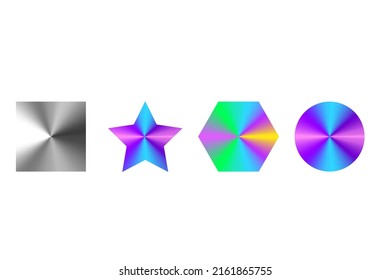 Gradient figures. Holographic gradient. Web ui design. Hologram gradient. Vector illustration. Stock image.