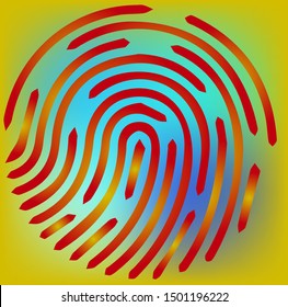 Gradient fingerprint on a yellow background