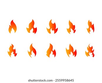 Gradient Fire Flame Illustration Set