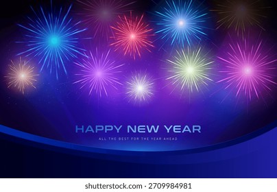 Gradient fireworks background for celebration concept. Vector template for anniversary, Independence day, banner, party.