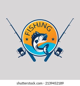 gradient fishing logo set vector