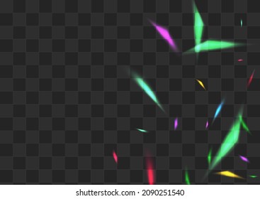 Gradient Flash Vector Transparent Background. Rainbow Prism Laser Design. Glow Cristal Metal Branch. Light Digital Tinsel Template.
