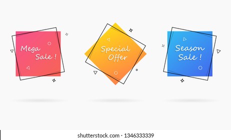 Gradient flat banner template sticker.Template for the design of a logo, flyer presentation.Set of abstract modern graphic elements.All elements are isolated. EPS-10