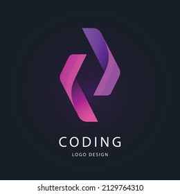 Gradient flat code logo design vector