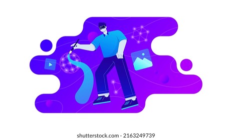 gradient flat design of metaverse. Suitable for landing page, website, web design, UI design, etc.