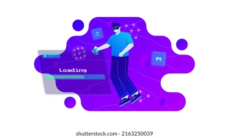 gradient flat design of metaverse. Suitable for landing page, website, web design, UI design, etc.