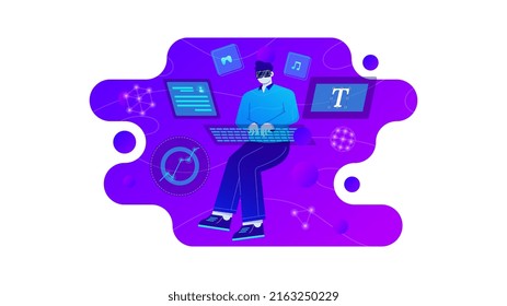 gradient flat design of metaverse. Suitable for landing page, website, web design, UI design, etc.