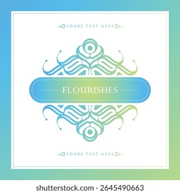 Gradient Flourishes Ornament Decorative Frame for Text and Design