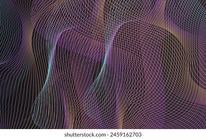 Vector gráfico de flujo degradado Fondo negro. Textura Rainbow Wave Motion. Fondo De Luz De Forma De Onda. Anuncio Smoke de forma digital.