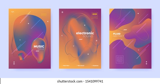 Gradient Flow Shapes. Disco Club Party Flyer. Orange Music Invitation. Dj Poster. Red 3d Movement Banner. Abstract Flow Shapes. Night Club Party Flyer. Music Brochure. Electro Festival Layout.